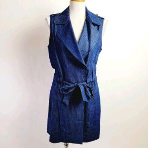 Drew small blue hemp jacket coat dress